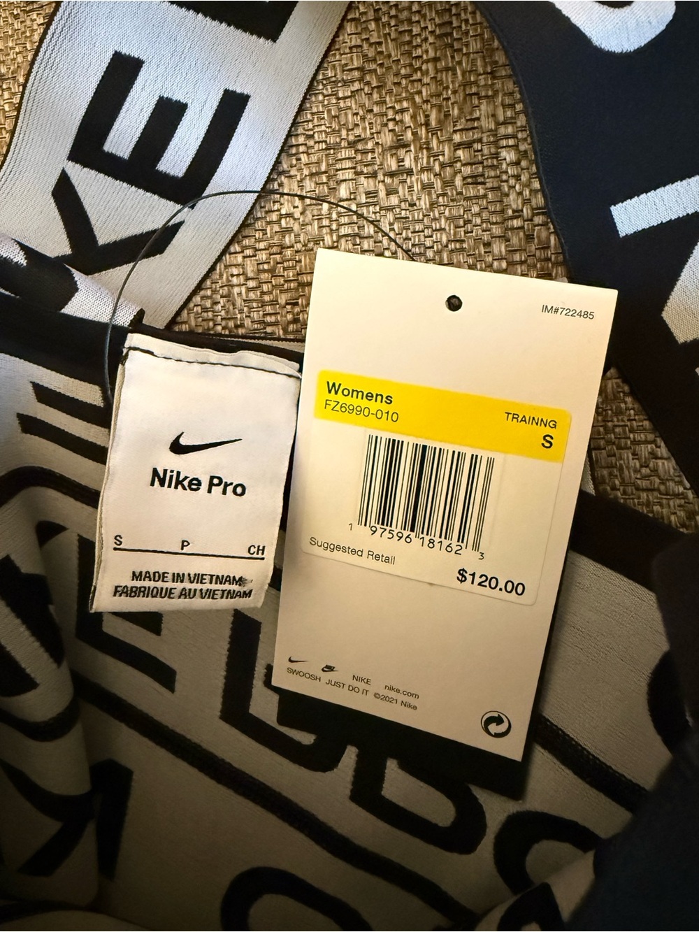 ❣️🆕NIKE Pro Bandage Dress Black & White All Over Logo Print $120 MSRP❣️ - Picture 7 of 9